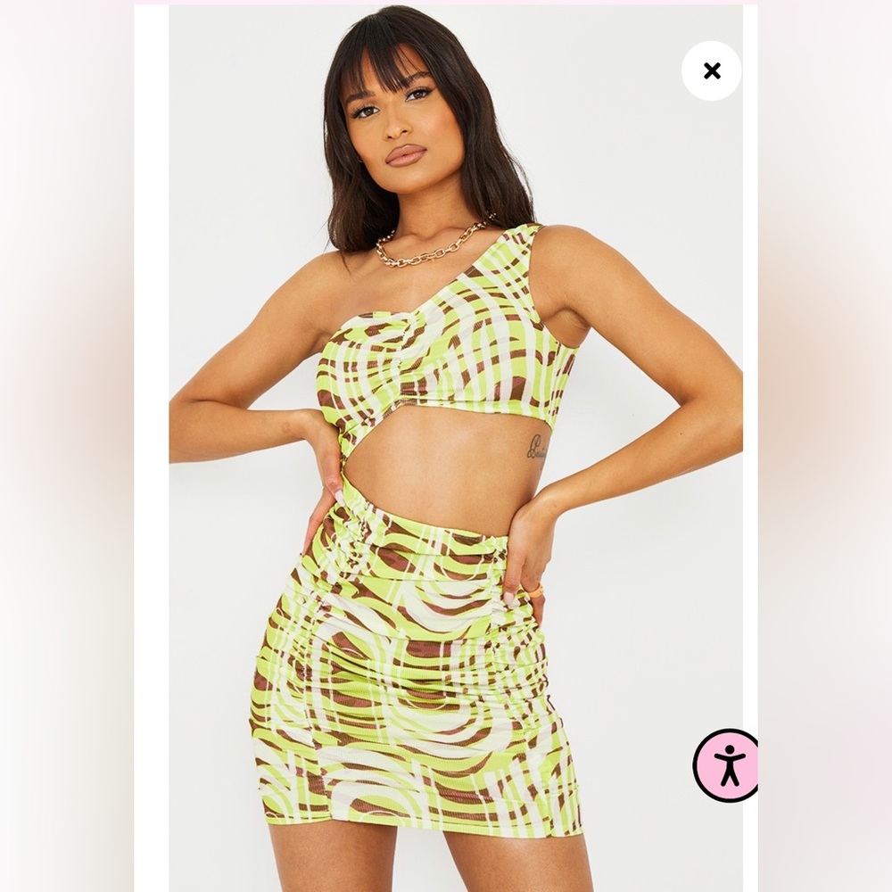 One shoulder abstract dress